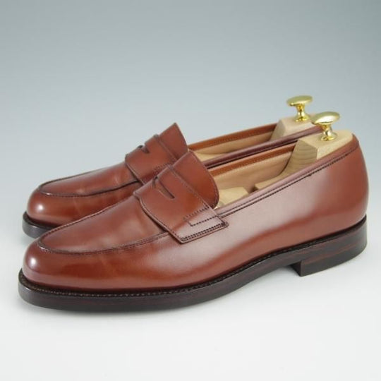 ほぼ試着程度★クロケット&ジョーンズ 7E【定価￥83,600-★ダイナイトソール仕様/GRANTHAM 2】コインローファー/茶/Crockett&Jones★f939