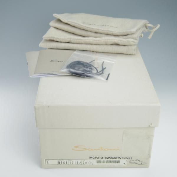 極美品★(伊)サントーニ SIZE 7【上級★グッドイヤーウェルテッド製法/13162】WILSONラスト/ストレートチップ/カーフ/黒/Santoni★f942