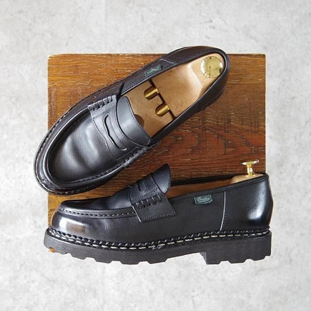 極美品★パラブーツ SIZE 5.5【定価￥71,500-★REIMS/ランス】リスレザー/マルシェソール/コインローファー/NOIR/黒/Paraboot★f944