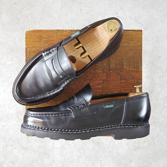 極上★パラブーツ SIZE 7.5【定価￥71,500-★ランス/REIMS】リスレザー/マルシェソール/コインローファー/黒/NOIR/Paraboot★f950