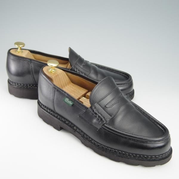 極上★パラブーツ SIZE 7.5【定価￥71,500-★ランス/REIMS】リスレザー/マルシェソール/コインローファー/黒/NOIR/Paraboot★f950