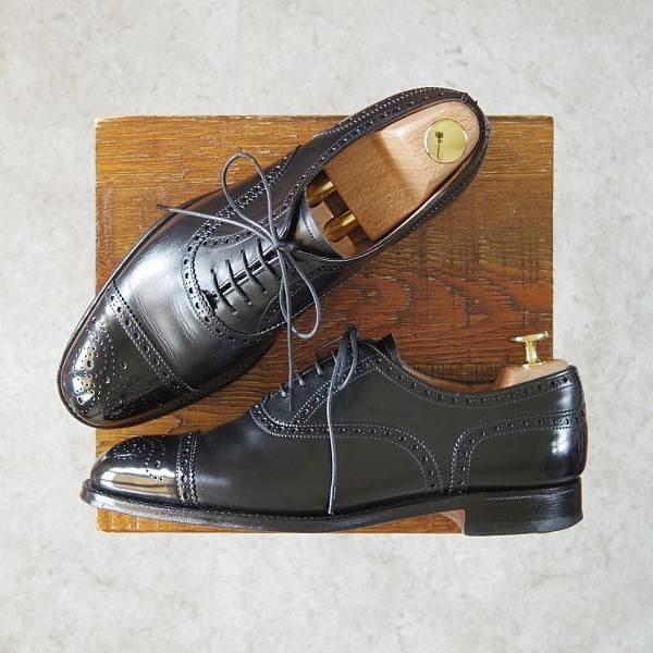 極上★(英)チーニー 6F【定価￥78,100-★セミブローグ/WILFRED】ウィルフレッド/125ラスト/カーフ/黒/メンズ/CHEANEY★f955