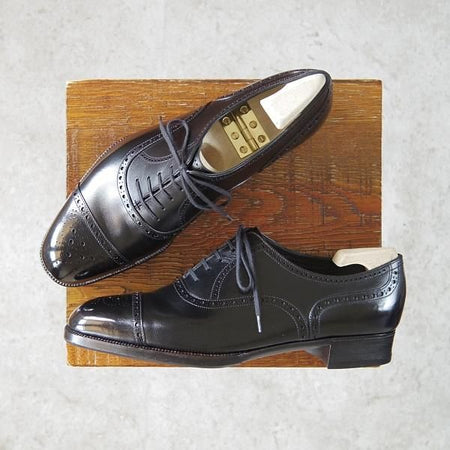 新品★(銀座)MARQUESS/マーキス UK6程度【オーダー合計価格￥380,600〜★ビスポーク品/シューツリー付き】セミブローグ/黒★f962