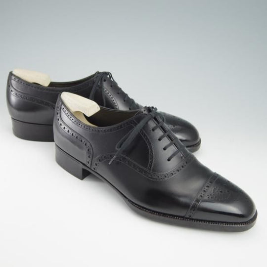 新品★(銀座)MARQUESS/マーキス UK6程度【オーダー合計価格￥380,600〜★ビスポーク品/シューツリー付き】セミブローグ/黒★f962