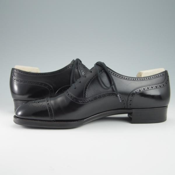 新品★(銀座)MARQUESS/マーキス UK6程度【オーダー合計価格￥380,600〜★ビスポーク品/シューツリー付き】セミブローグ/黒★f962