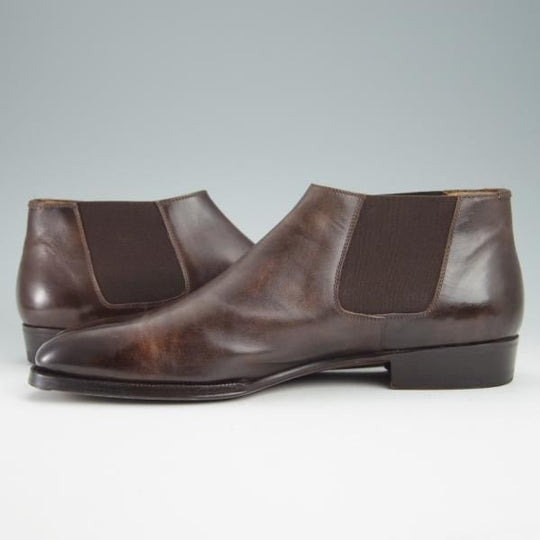 美品★(伊)エンツォ・ボナフェ SIZE 7【モデル定価￥137,500-★ミュージアムカーフ/CASY GRANT3】Bonjuラスト/濃茶/Enzo Bonafe★f964