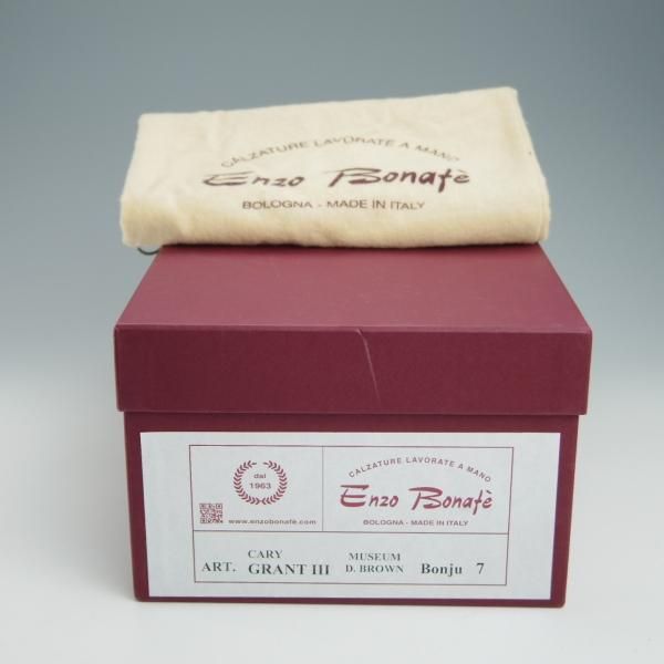 美品★(伊)エンツォ・ボナフェ SIZE 7【モデル定価￥137,500-★ミュージアムカーフ/CASY GRANT3】Bonjuラスト/濃茶/Enzo Bonafe★f964