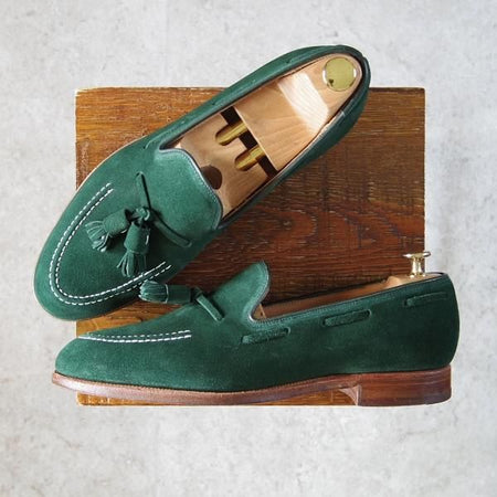 極上★クロケット&ジョーンズ 8E【モデル定価￥86,900-★CAVENDISH 2/キャベンディッシュ2】タッセルローファー/緑/Crockett&Jones★f970