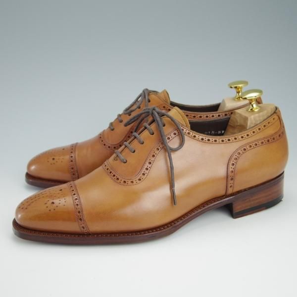 美品★三陽山長 SIZE 7【モデル定価￥80,300-★セミブローグ/奏之介】R309ラスト/カーフ/薄茶/メンズ/SanyoYamacho★f971