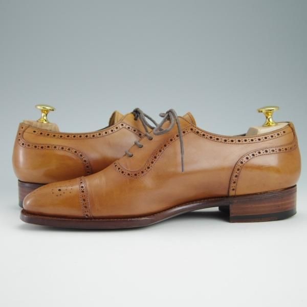 美品★三陽山長 SIZE 7【モデル定価￥80,300-★セミブローグ/奏之介】R309ラスト/カーフ/薄茶/メンズ/SanyoYamacho★f971