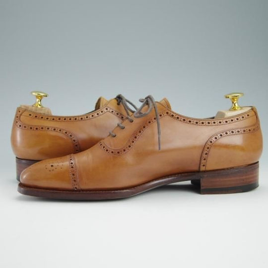 美品★三陽山長 SIZE 7【モデル定価￥80,300-★セミブローグ/奏之介】R309ラスト/カーフ/薄茶/メンズ/SanyoYamacho★f971