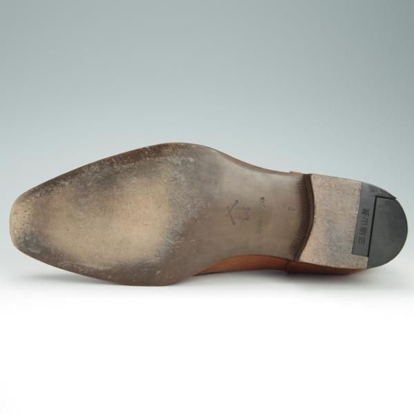 美品★三陽山長 SIZE 7【モデル定価￥80,300-★セミブローグ/奏之介】R309ラスト/カーフ/薄茶/メンズ/SanyoYamacho★f971
