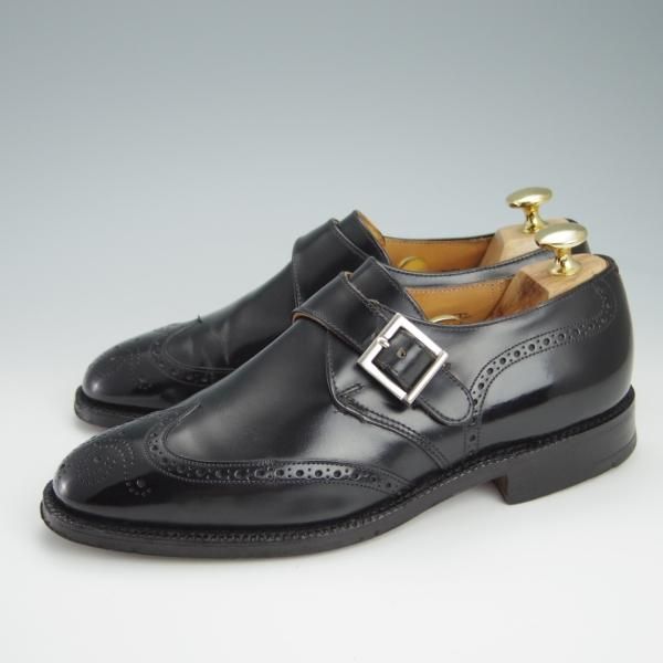 極上★チャーチ 50F/UK5【旧チャーチ★ブックバインダーカーフ/73ラスト/3都市ロゴ】モンクストラップ/黒/メンズ/Church's★f975