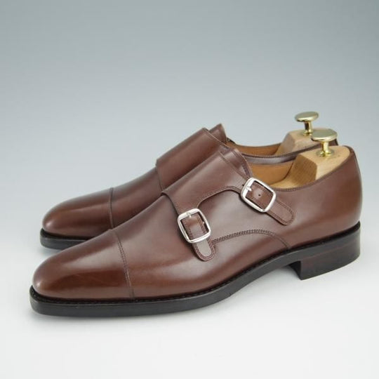 未使用★(スペイン製)YANKO/ヤンコ SIZE 6.5【グッドイヤーウェルテッド製法★ダブルモンク/14184】カーフ/茶/メンズ★f976