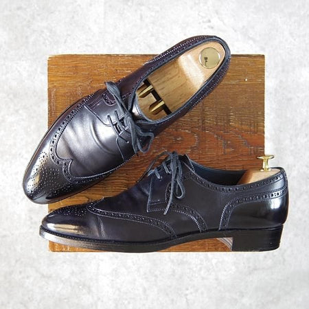 極上★(浅草)RENDO/レンド SIZE 8【オーダー価格7.5万円程度★(イルチア社)ラディカカーフ仕様/8457】845ラスト/フルブローグ/紺★f979