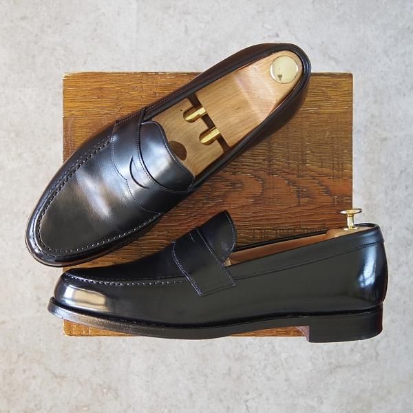 美品★(英)チーニー 8.5F【定価￥78,100-★HUDSON/ハドソン/コインローファー】5203ラスト/カーフ/黒/メンズ/CHEANEY★f982