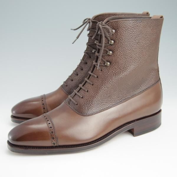 未使用★(スペイン製)CARMINA/カルミナ SIZE 6.5【モデル定価￥83,600-★コンビ仕様/レースアップブーツ】RAINラスト/MARRON/濃茶★f984