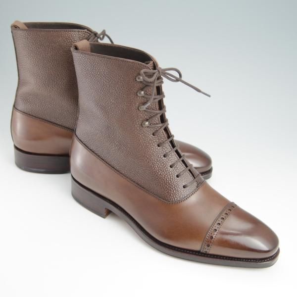 未使用★(スペイン製)CARMINA/カルミナ SIZE 6.5【モデル定価￥83,600-★コンビ仕様/レースアップブーツ】RAINラスト/MARRON/濃茶★f984