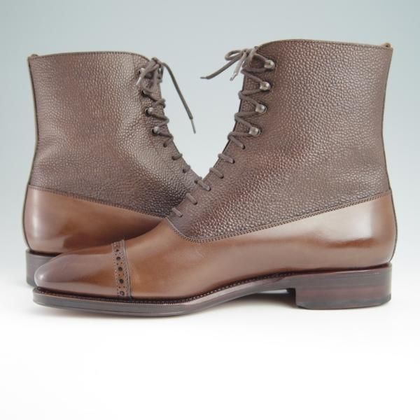 未使用★(スペイン製)CARMINA/カルミナ SIZE 6.5【モデル定価￥83,600-★コンビ仕様/レースアップブーツ】RAINラスト/MARRON/濃茶★f984