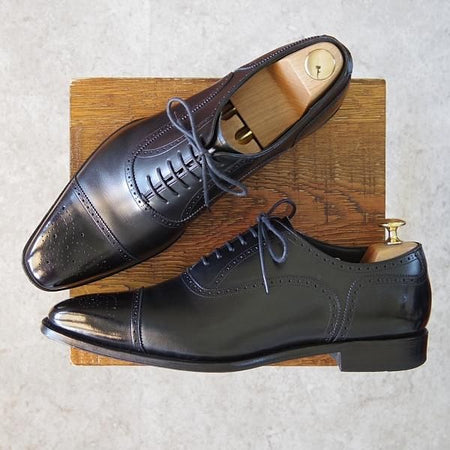 美品★シェットランドフォックス SIZE 8.5【定価￥48,400-★アバディーン/3056SF】セミブローグ/カーフ/黒/メンズ/Shetlandfox★f988