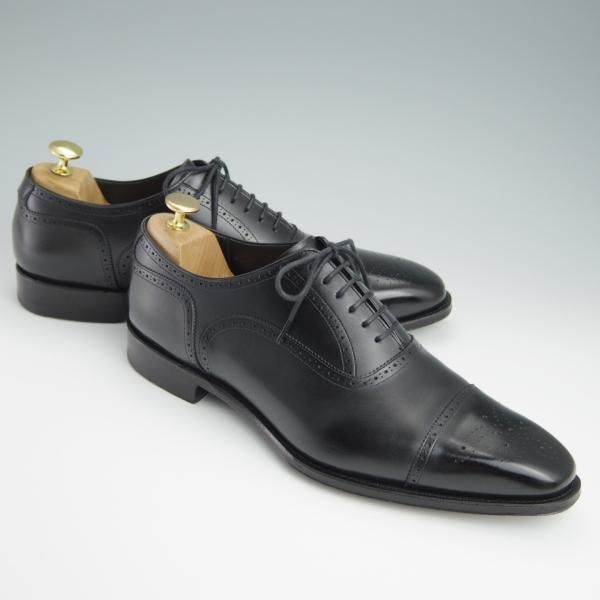 美品★シェットランドフォックス SIZE 8.5【定価￥48,400-★アバディーン/3056SF】セミブローグ/カーフ/黒/メンズ/Shetlandfox★f988