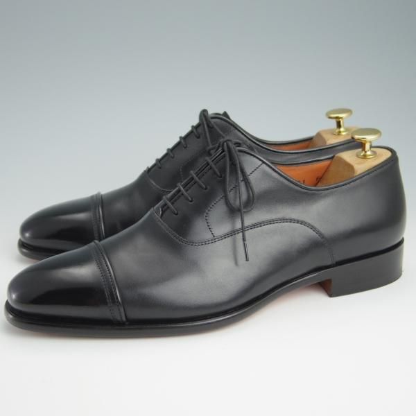 極美品★(伊)サントーニ SIZE 7.5【定価￥110,000-★ストレートチップ/16207】LEVANTEラスト/カーフ/黒/メンズ/Santoni★f991