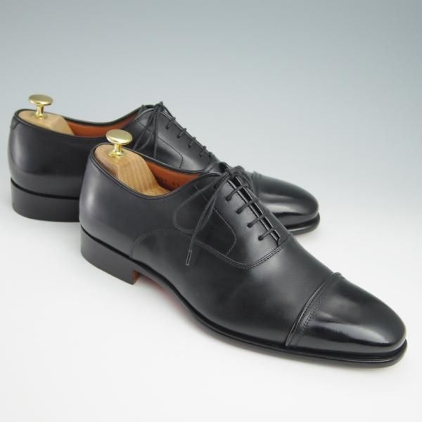 極美品★(伊)サントーニ SIZE 7.5【定価￥110,000-★ストレートチップ/16207】LEVANTEラスト/カーフ/黒/メンズ/Santoni★f991