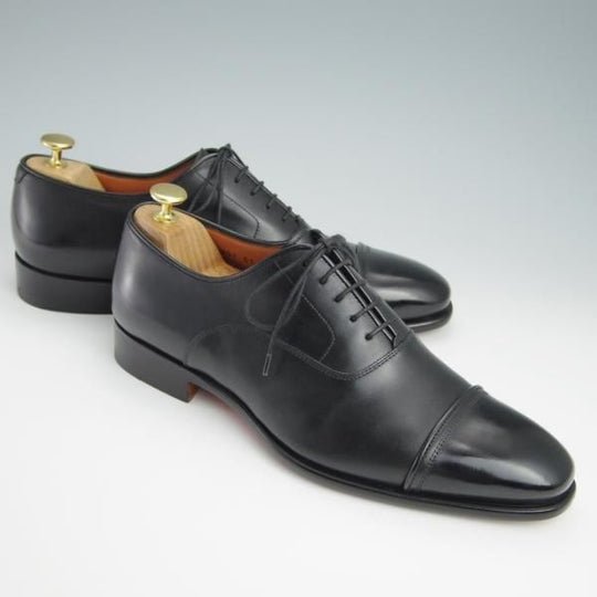 極美品★(伊)サントーニ SIZE 7.5【定価￥110,000-★ストレートチップ/16207】LEVANTEラスト/カーフ/黒/メンズ/Santoni★f991