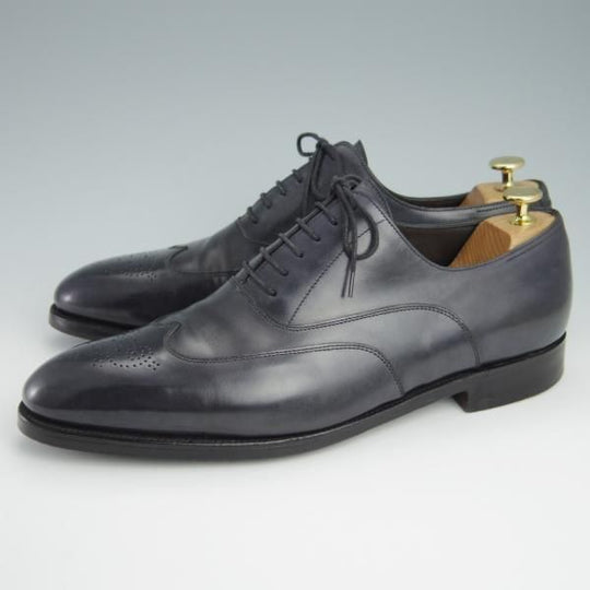 極上★ジョンロブ製 UK10【貴重★エルメス別注/HERMES/ミュージアムカーフ】HECTOR/H413ラスト/フルブローグ/灰〜黒系/JOHN LOBB★g010