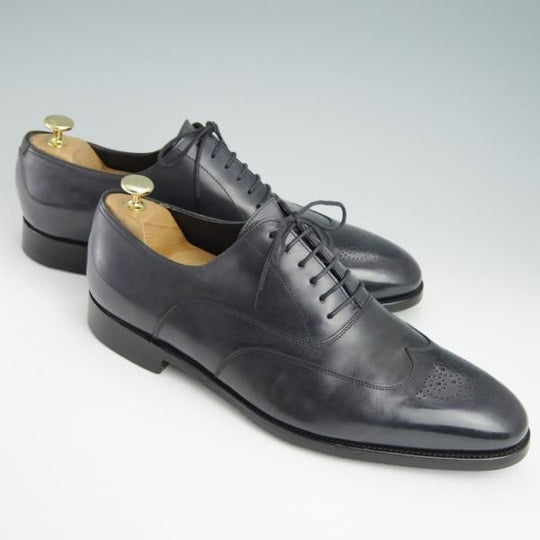 極上★ジョンロブ製 UK10【貴重★エルメス別注/HERMES/ミュージアムカーフ】HECTOR/H413ラスト/フルブローグ/灰〜黒系/JOHN LOBB★g010