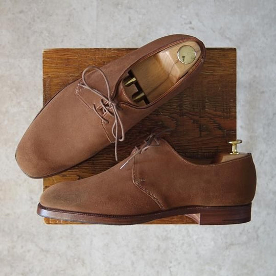 未使用★クロケット&ジョーンズ 7.5E【★ロイドフットウェア別注/Lloyd Footwear】Vフロント/スエード/茶/メンズ/Crockett&Jones★g012