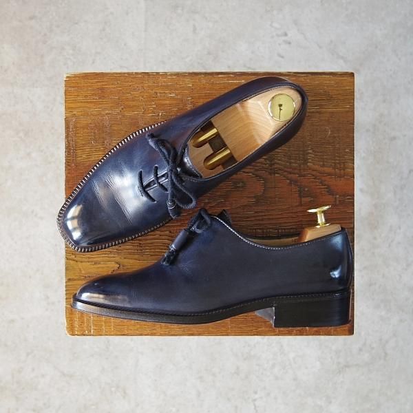 美品★(伊)STEFANO BI/ステファノビ(レディース) SIZE 36【貴重★(伊)Mauro Volponi別注/ホールカット】489/カーフ/紺★g018