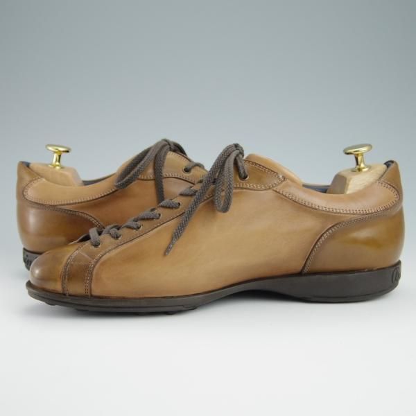 極上★(伊)ステファノ・ブランキーニ SIZE 6.5【貴重★TROFEOライン/レザースニーカー】カーフ/薄茶/メンズ/STEFANO BRANCHINI★g020