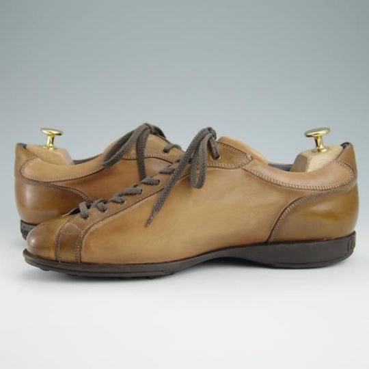 極上★(伊)ステファノ・ブランキーニ SIZE 6.5【貴重★TROFEOライン/レザースニーカー】カーフ/薄茶/メンズ/STEFANO BRANCHINI★g020