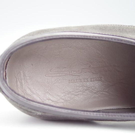 ほぼ試着程度★(伊)サントーニ SIZE 8【現行定価8万円以上★パンチドキャップトゥ仕様のスニーカー】スエード/灰/メンズ/Santoni★g021