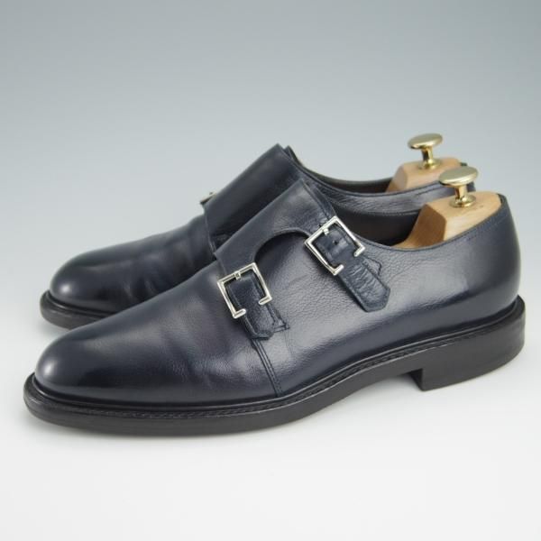 極上★ジョンロブ 6.5E【モデル定価￥243,100-★MORVAL/(水牛)バッファローレザー】0015ラスト/ダブルモンク/紺/メンズ/JOHN LOBB★g023