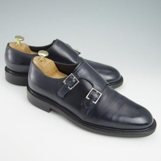 極上★ジョンロブ 6.5E【モデル定価￥243,100-★MORVAL/(水牛)バッファローレザー】0015ラスト/ダブルモンク/紺/メンズ/JOHN LOBB★g023