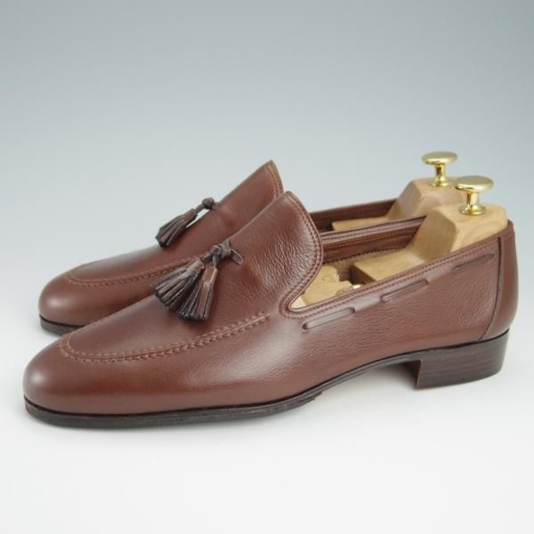 未使用★(伊)タニノクリスチー SIZE 7.5【デッドストック品★タッセルローファー/105843】グレインレザー/茶/メンズ/TANINO CRISCI★g024