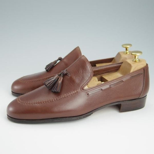 未使用★(伊)タニノクリスチー SIZE 7.5【デッドストック品★タッセルローファー/105843】グレインレザー/茶/メンズ/TANINO CRISCI★g024