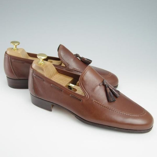 未使用★(伊)タニノクリスチー SIZE 7.5【デッドストック品★タッセルローファー/105843】グレインレザー/茶/メンズ/TANINO CRISCI★g024