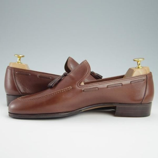 未使用★(伊)タニノクリスチー SIZE 7.5【デッドストック品★タッセルローファー/105843】グレインレザー/茶/メンズ/TANINO CRISCI★g024