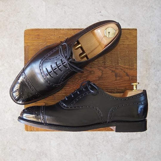 極上★チャーチ 70F/UK7【定価￥96,800-★ディプロマット/DIPLOMAT】173ラスト/5都市ロゴ/セミブローグ/カーフ/黒/メンズ/Church's★g026