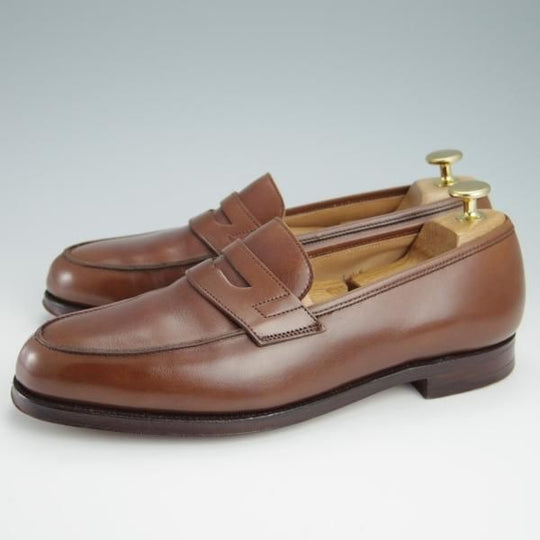 美品★クロケット&ジョーンズ 6.5E【モデル定価￥86,900-★コインローファー/LINCOLN】314ラスト/カーフ/茶/メンズ/Crockett&Jones★g027