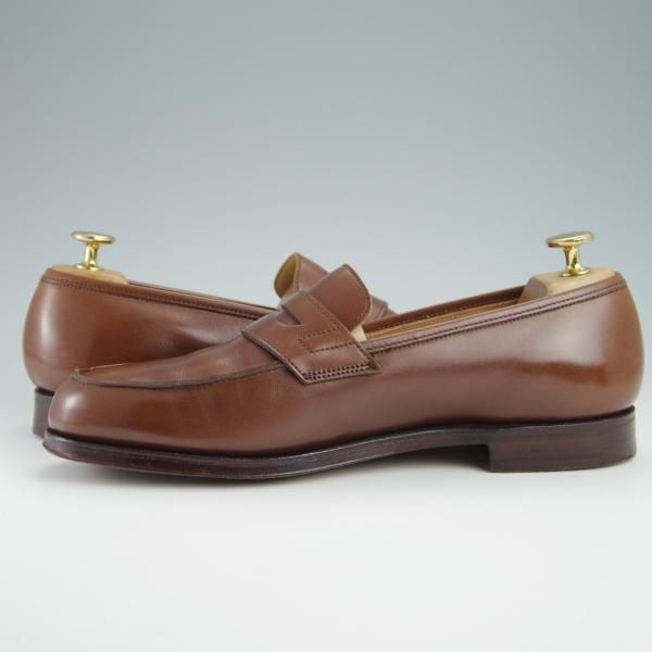 美品★クロケット&ジョーンズ 6.5E【モデル定価￥86,900-★コインローファー/LINCOLN】314ラスト/カーフ/茶/メンズ/Crockett&Jones★g027