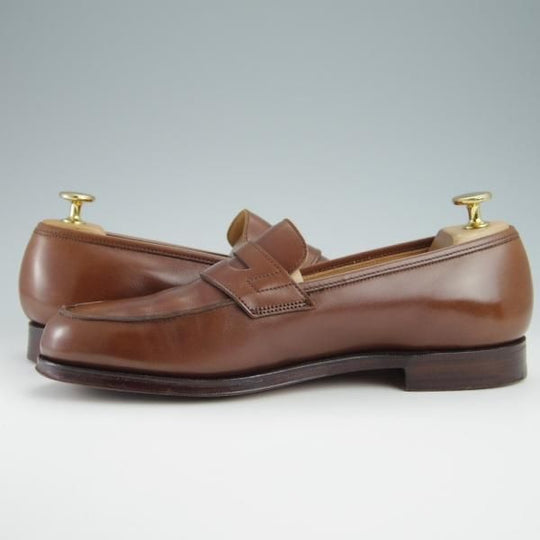 美品★クロケット&ジョーンズ 6.5E【モデル定価￥86,900-★コインローファー/LINCOLN】314ラスト/カーフ/茶/メンズ/Crockett&Jones★g027