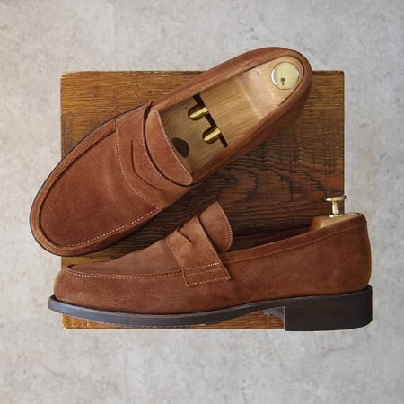 極上★パラブーツ SIZE 8【モデル定価￥77,000-★DAX/コインローファー】ダックス/ギャラクシーソール/スエード/茶/Paraboot★g028