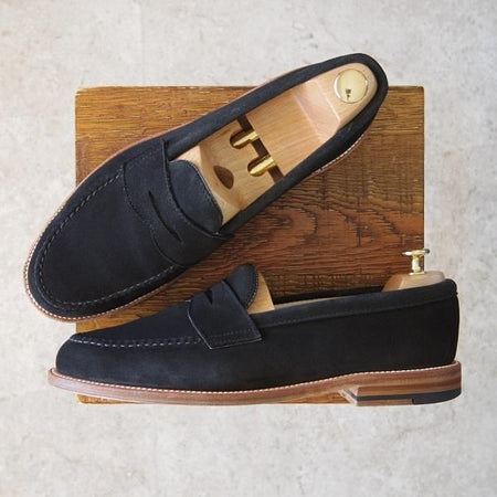 美品★オールデン 9.5D【貴重★ユナイテッドアローズ別注/コインローファー】62447/スエード/紺/UNITED ARROWS/Alden★g031