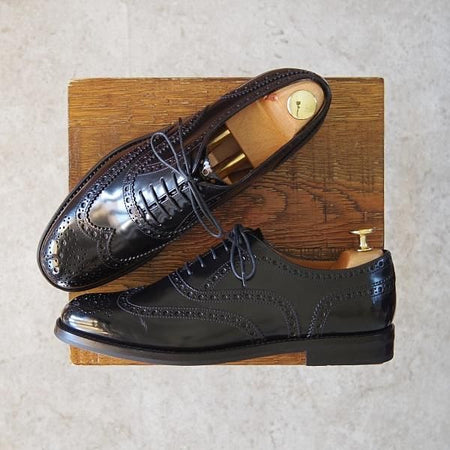極美品★チャーチ(レディース) SIZE 38【定価￥86,900-★バーウッド/BURWOOD WG】ポリッシュドバインダーカーフ/黒/Church's★g033
