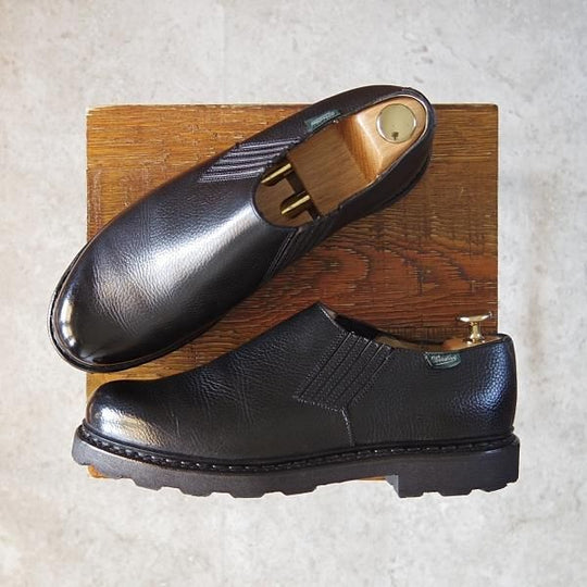 極美品★パラブーツ SIZE 6【貴重★ユナイテッドアローズ別注/SANS】サイドエラスティック/シボ革/黒/UNITED ARROWS/Paraboot★g041