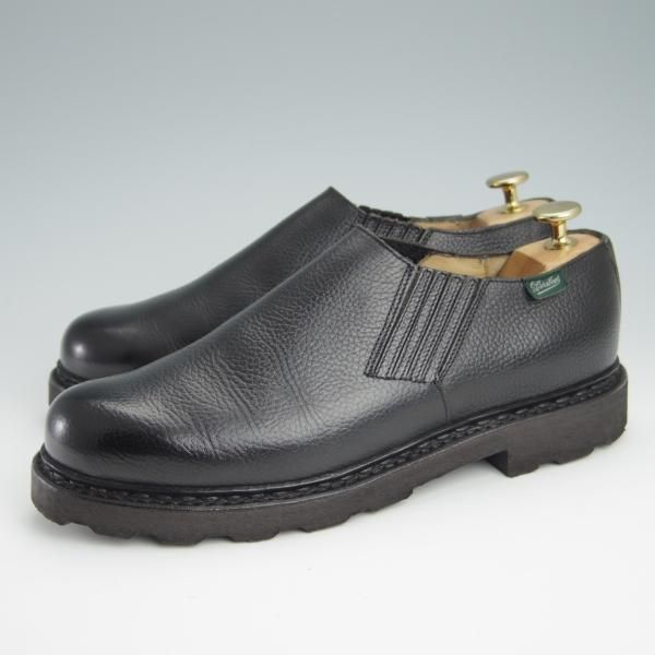 極美品★パラブーツ SIZE 6【貴重★ユナイテッドアローズ別注/SANS】サイドエラスティック/シボ革/黒/UNITED ARROWS/Paraboot★g041